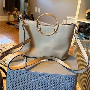 Chic tan Handbag with Gold Accents